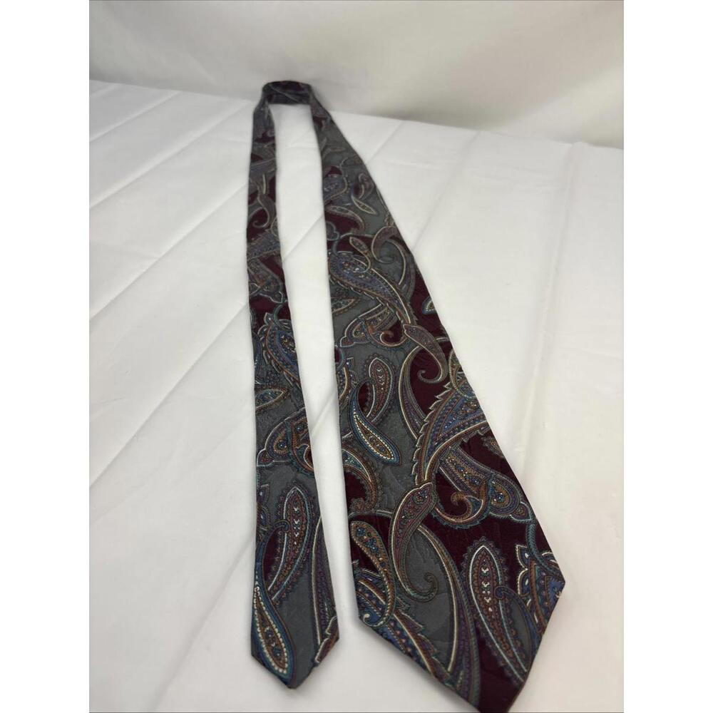 Kelly Clothes Vintage Paisley Tie Maroon and Blue, Length 60in